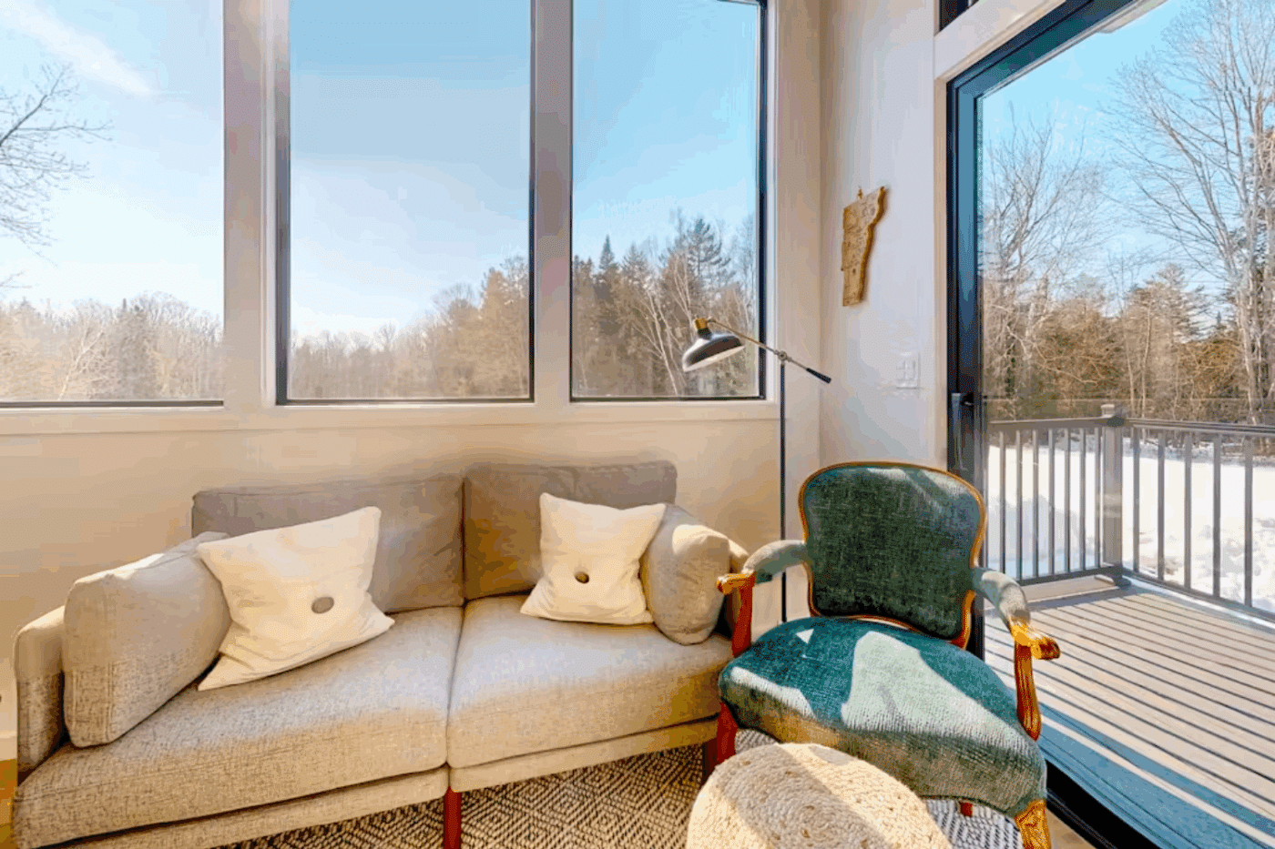 window wall in Psy Homes Rockwood park model tiny home in Weston VT