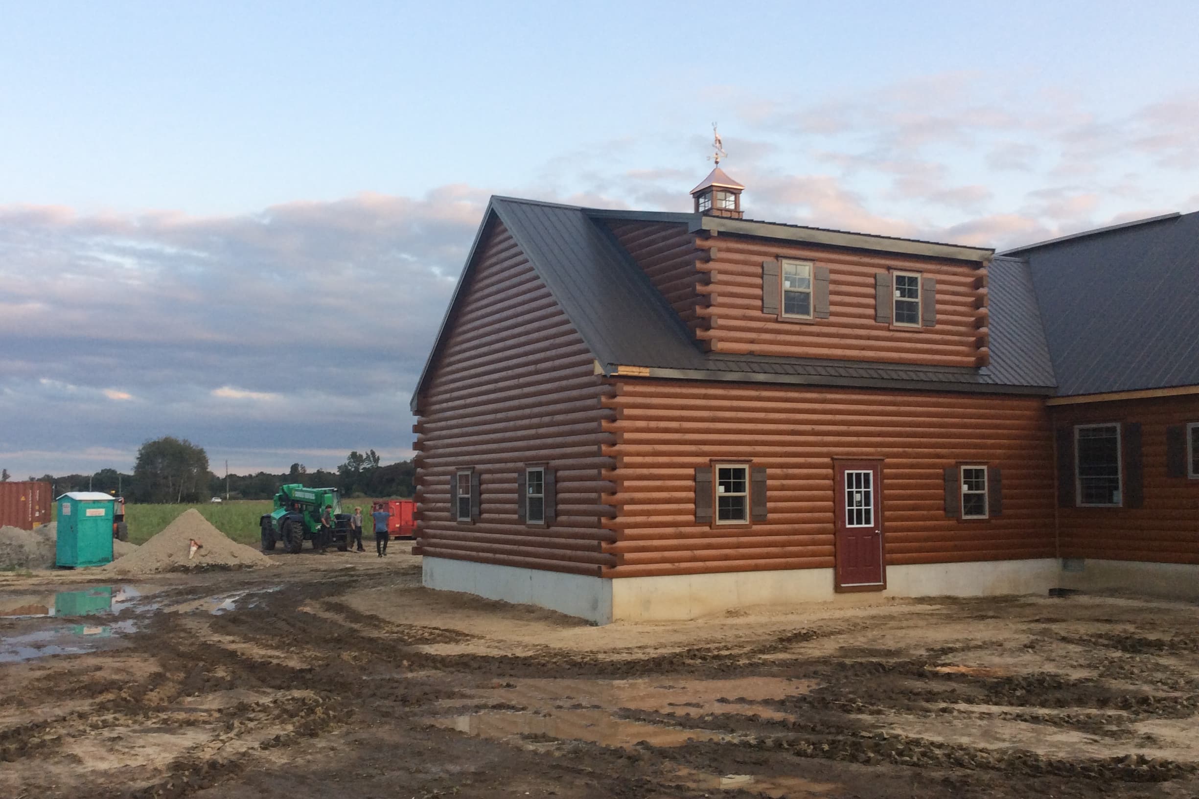 Log cabin garage under construction