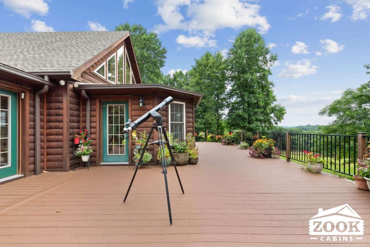 spacious log home deck