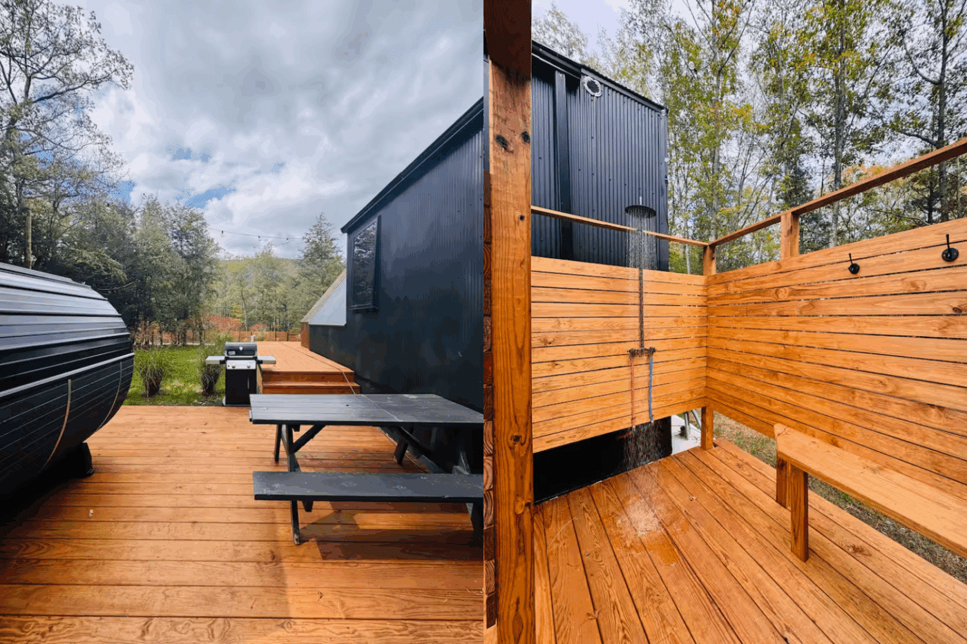 Hospitality Area of A Frame Psy Homes park model tiny home in Saugerties NY