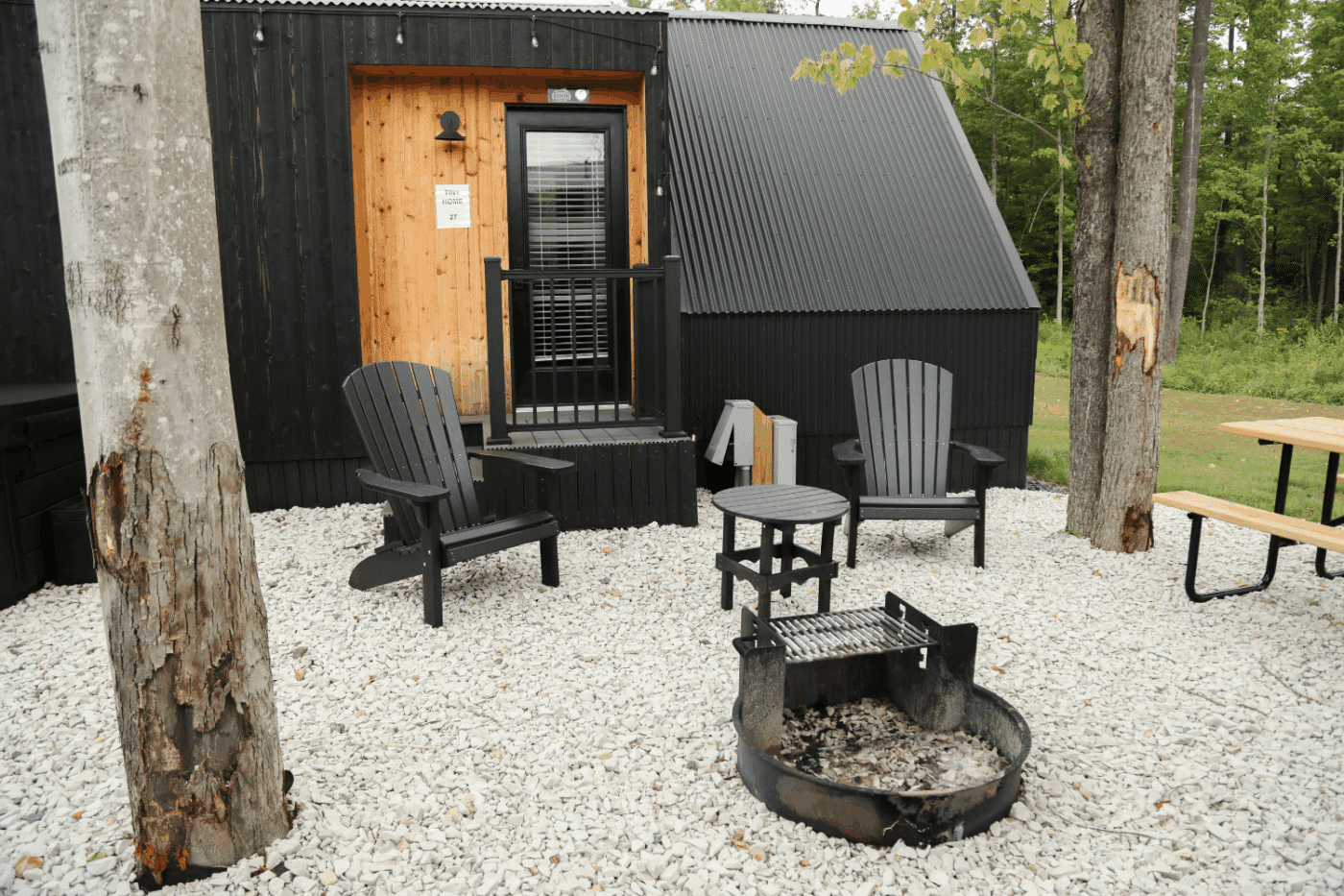 Entry of A Frame Park Model Tiny home in Milroy PA