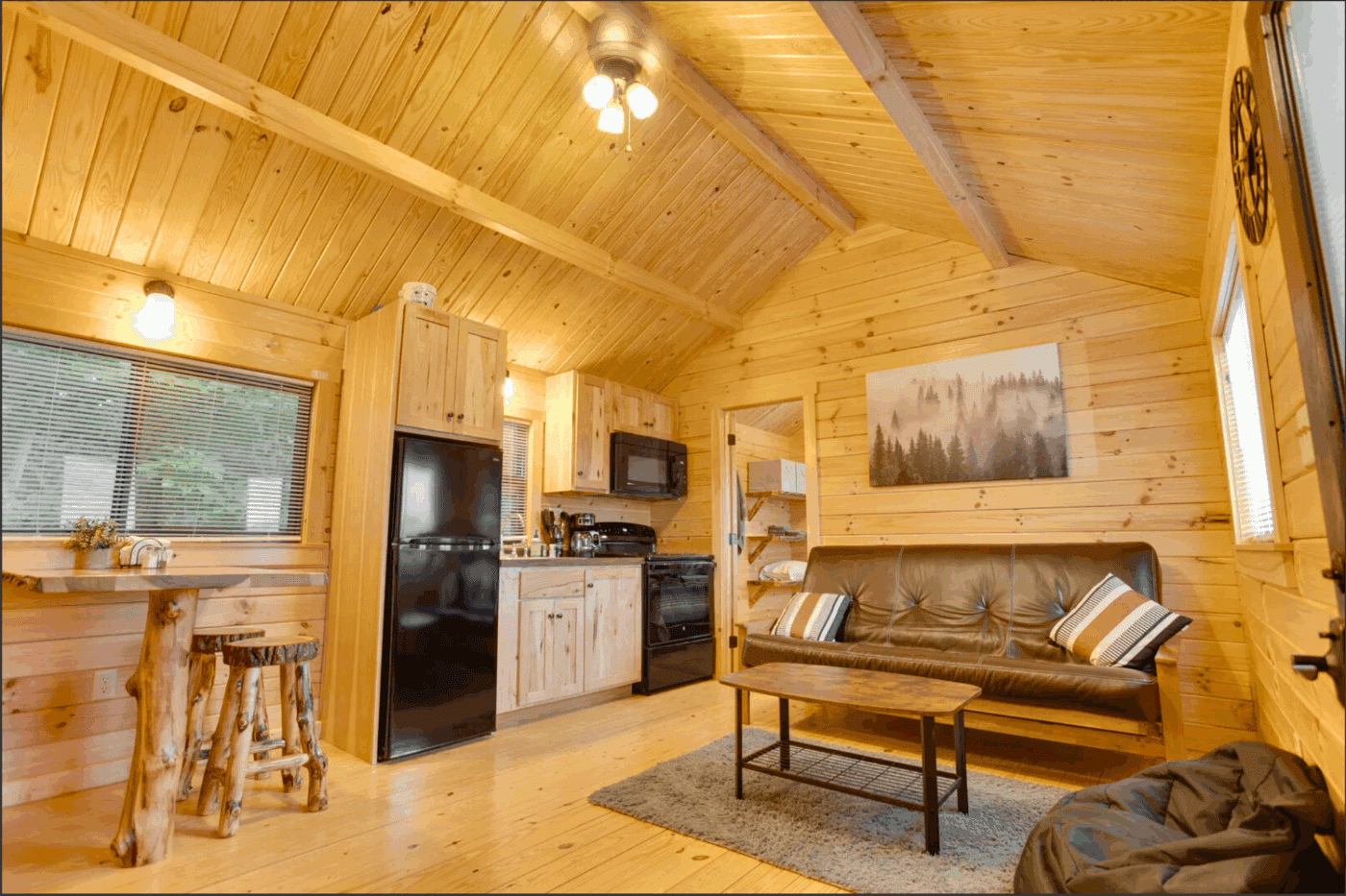 Full sized kitchen in Psy Homes park model tiny home in Warfordsburg Pa