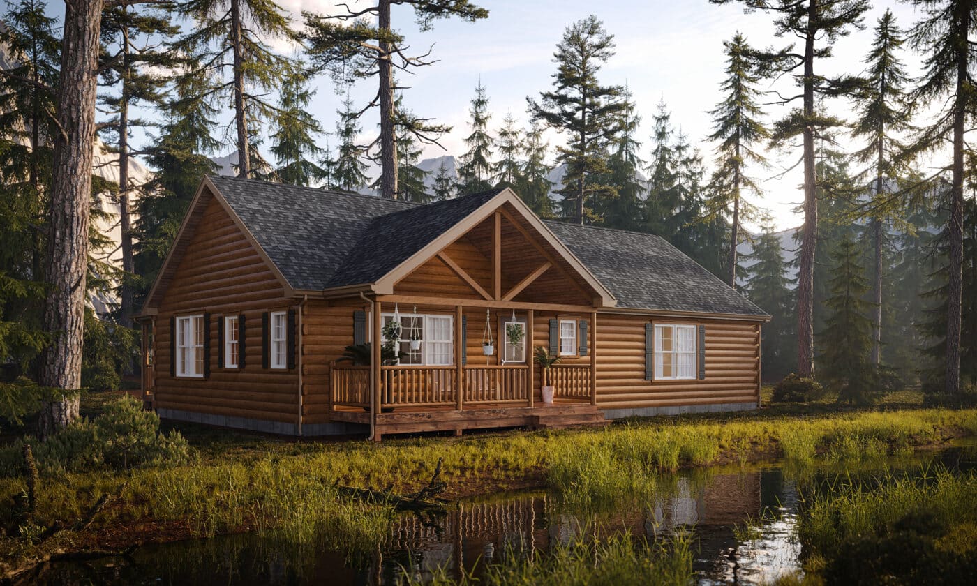 Pioneer log cabins for sale with decorative dormer