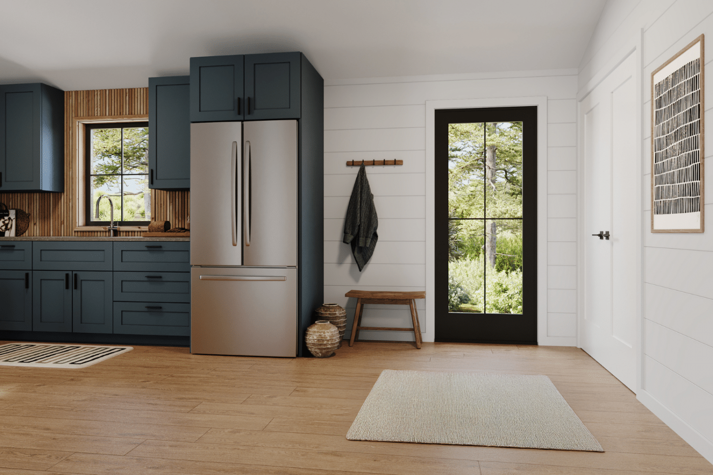 Two Pine Entry with Shiplap Siding