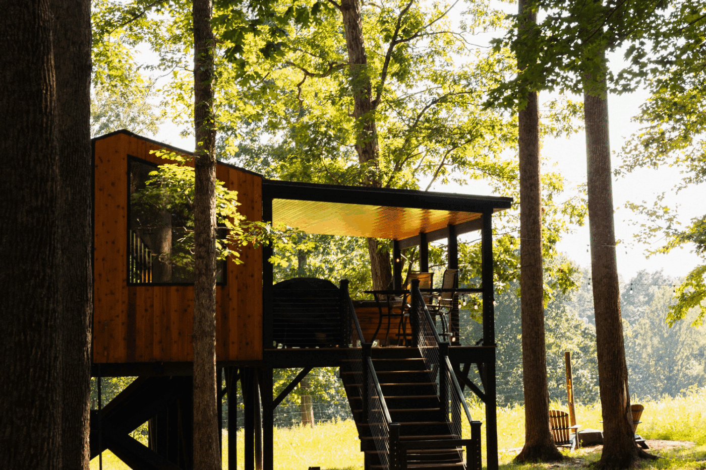 client added on porch to a frame park model tiny home in Culpeper Va