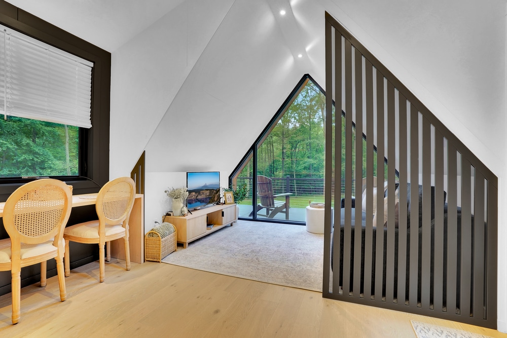 livingroom and dining area of a frame park model tiny home in huntingdon PA