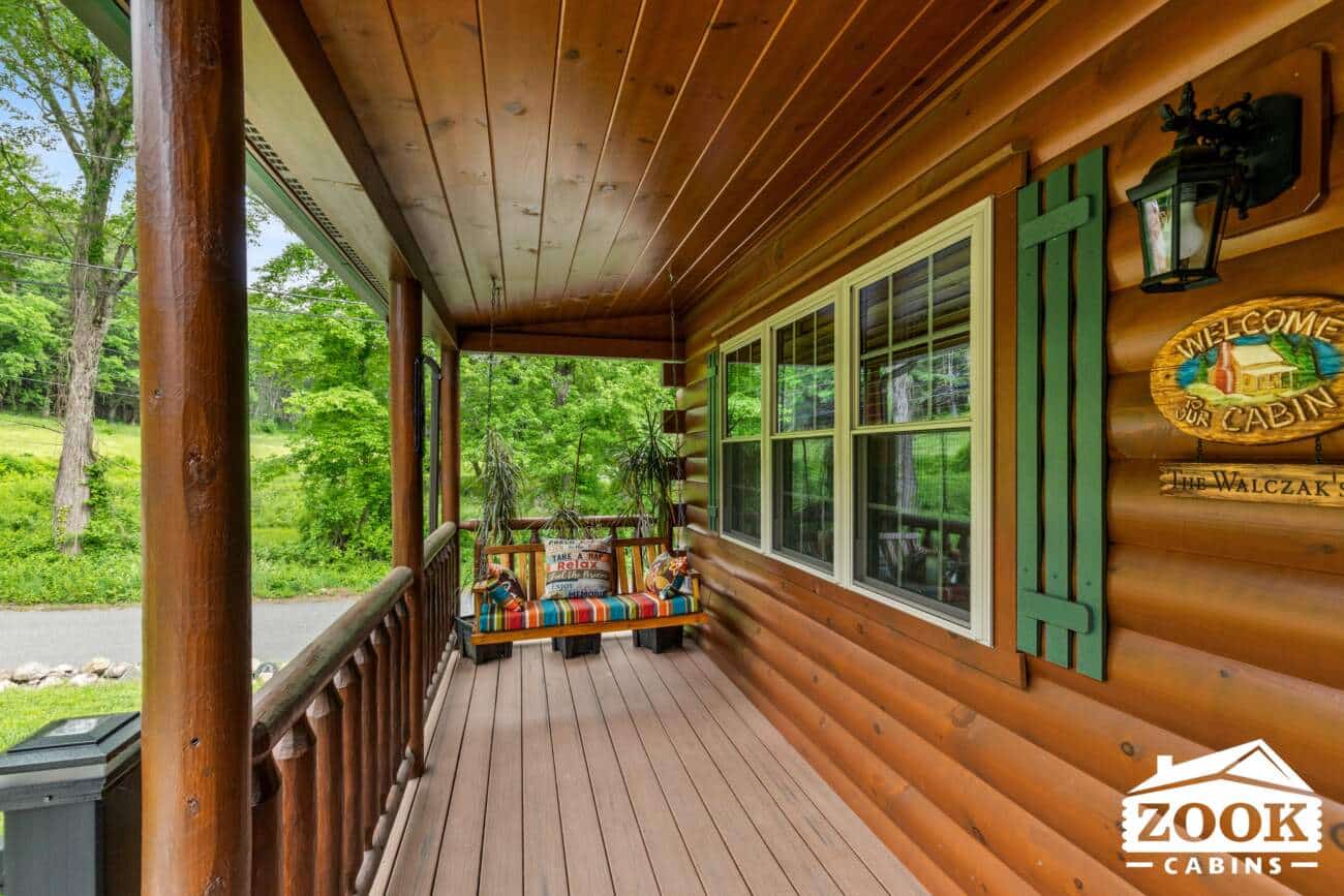 Porch 26x44 Frontier Log Cabin in Monson MA