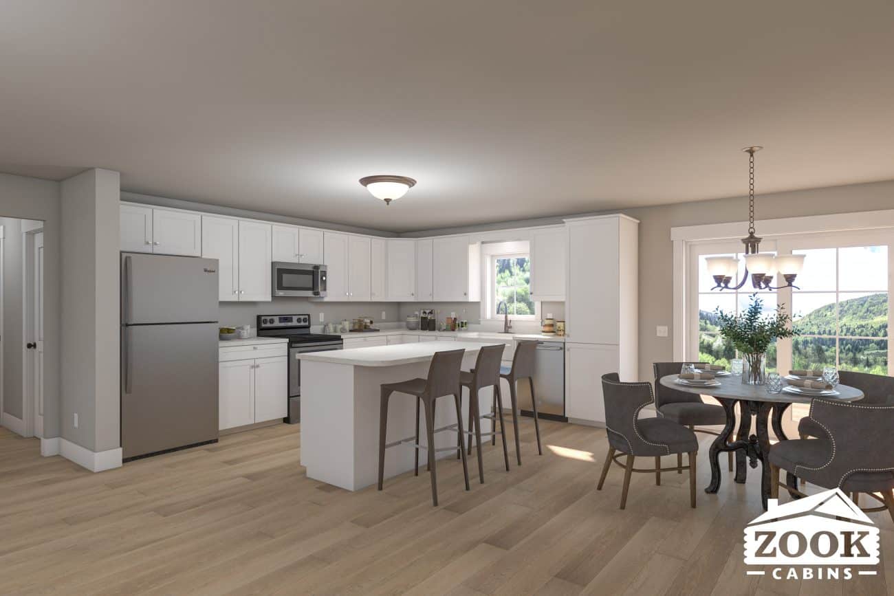 Kitchen floor plan in the Homestead Modern Cabins
