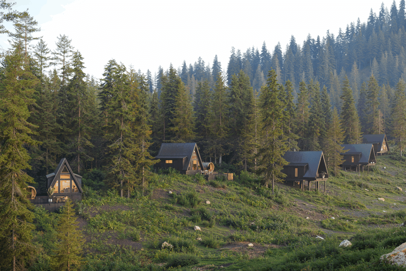 village of A frame cottage modular tiny home