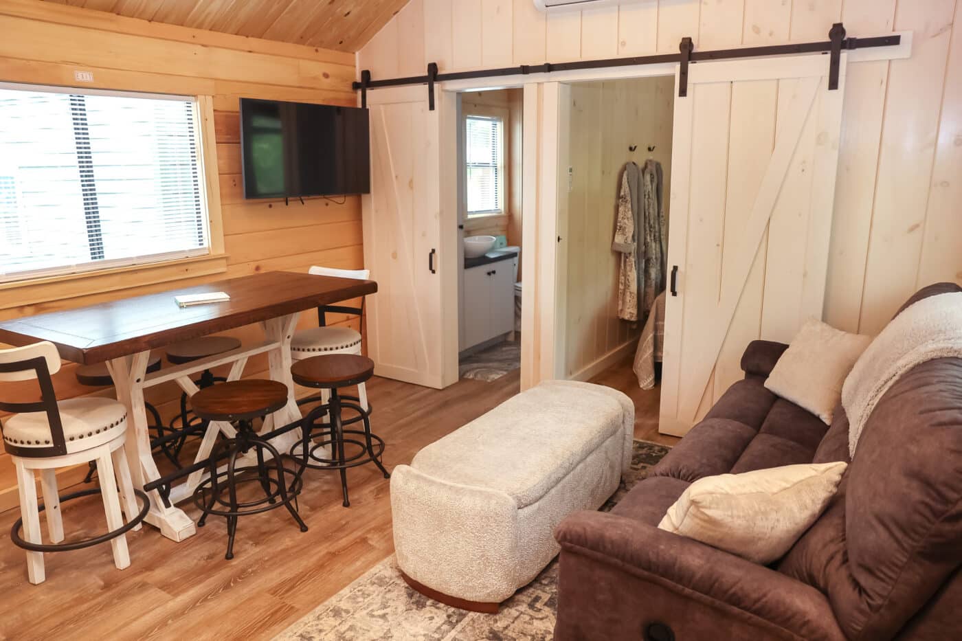 Pinecrest Log Park Model Living Area