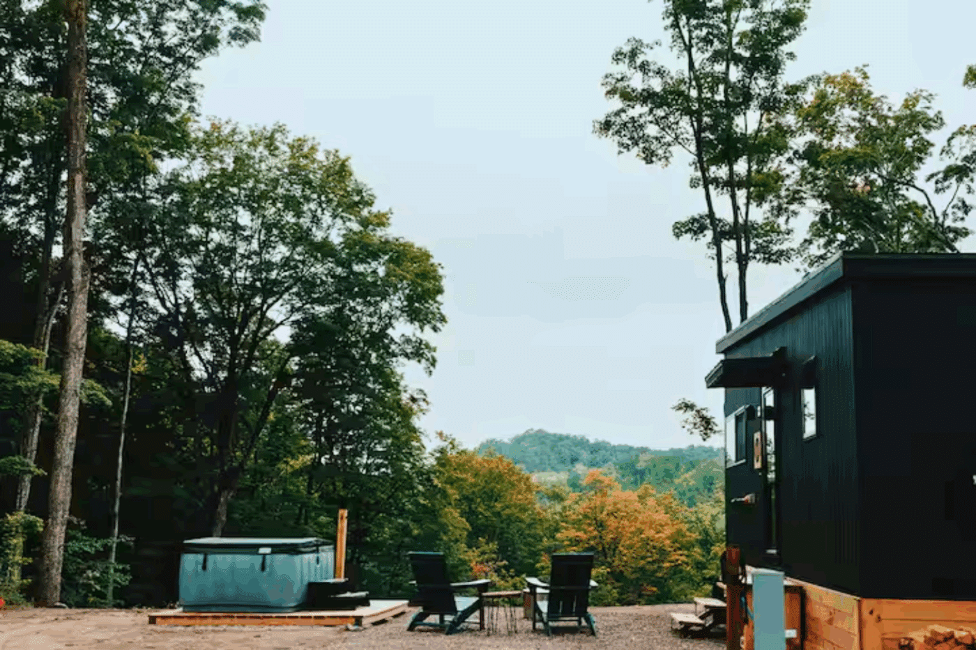 beautiful outlook from Nook Studio Park Model tiny home with peak features Cabin 1 at Retreat North