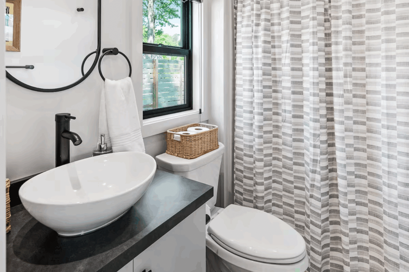 Bathroom of Cascade park model tiny home in Branson Missouri