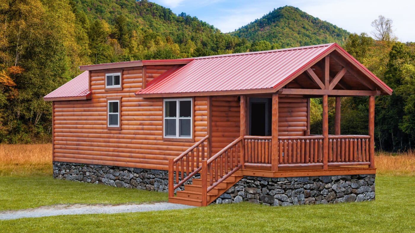 Showing a park model in order to demonstrate how to winterize a park model home for winter