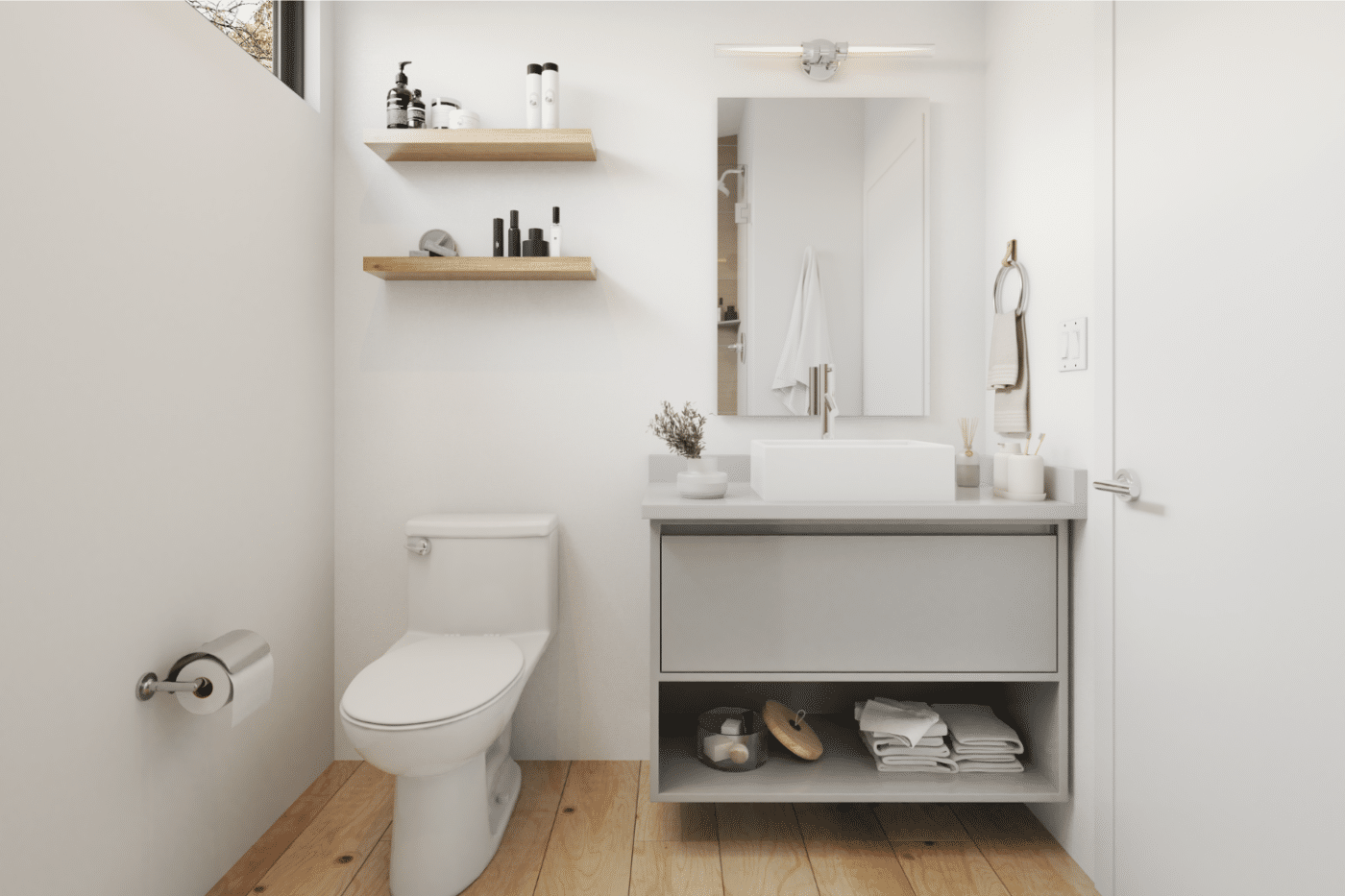 Sonoma park model updated bathroom designed by Psy Homes