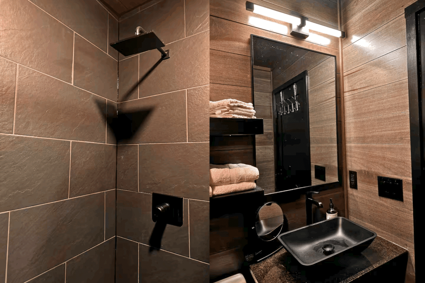 Rockwood park model tiny home bathroom in Highland township pa built and designed by Psy Homes