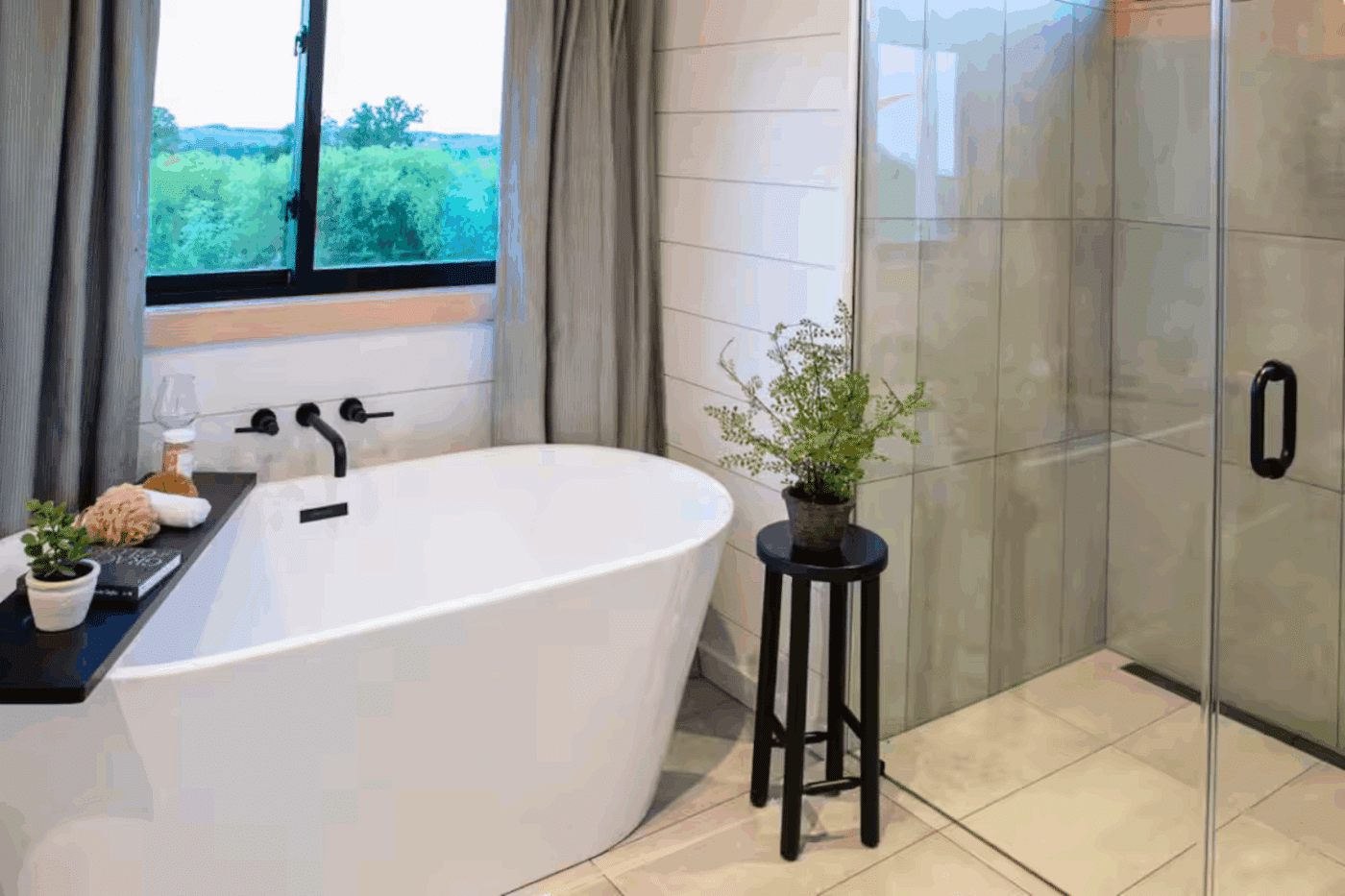 luxury bathroom in A frame studio in Memphis Missouri