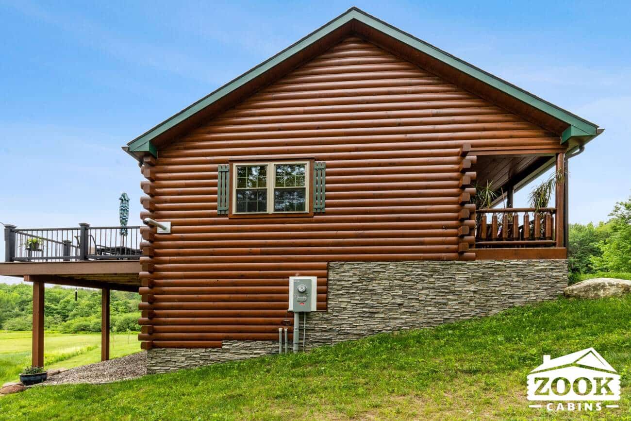 Side of 26x44 Frontier Log Cabin in Monson MA