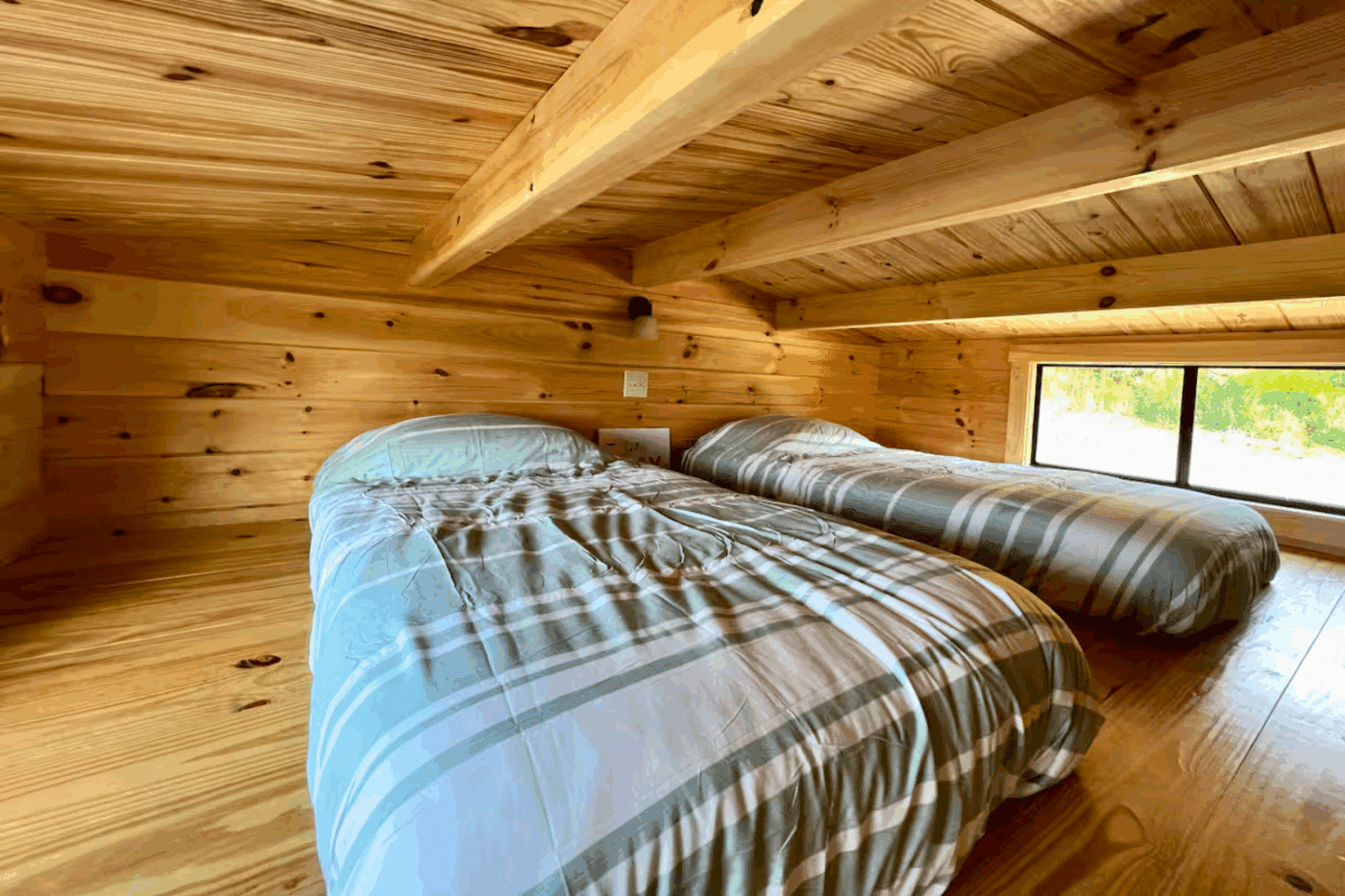 lofted sleeping area in Psy Homes Pinecrest park model tiny home in Fallen timber pa
