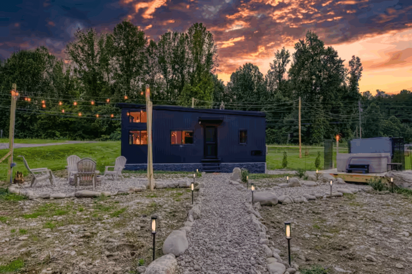 Nook Family Park Model in modern finish with peak finishes in Cosby Tennessee