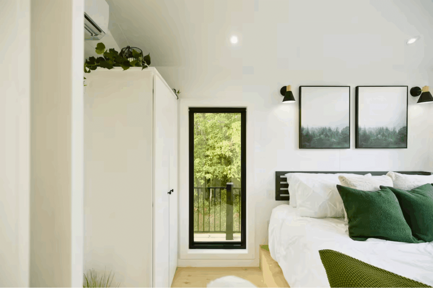 Luxurious bedroom in a frame park model in logan Ohio