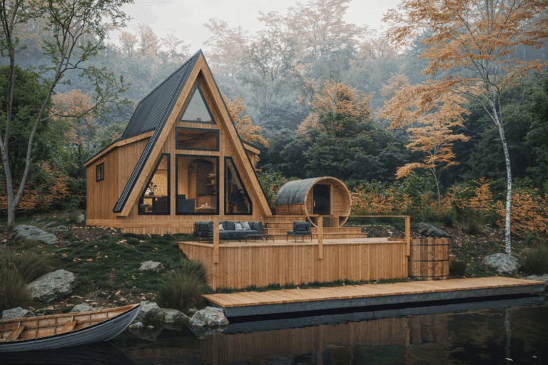 A Frame Cottage modular home built by Psy Homes