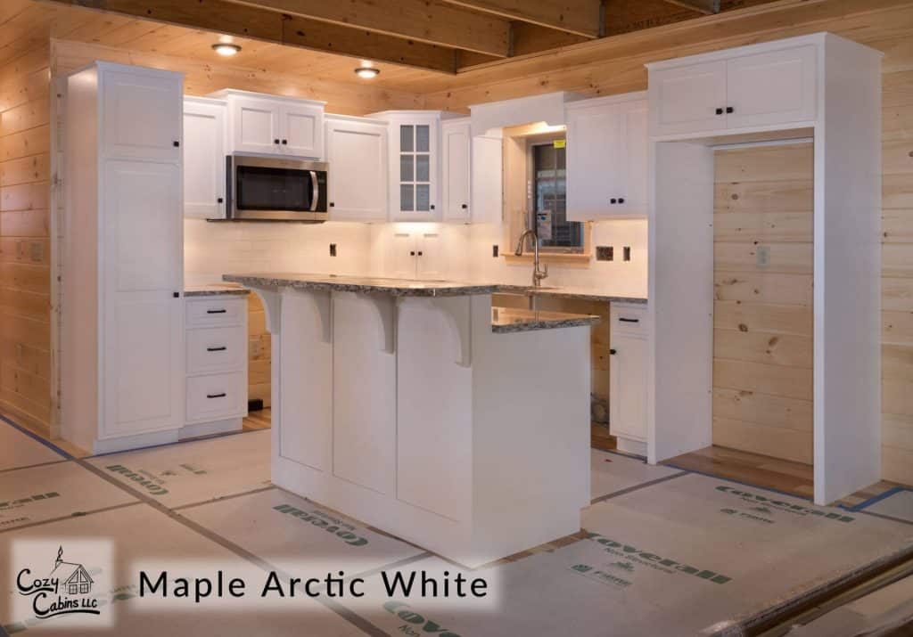Maple arctic white cabinets for Your Log Cabin