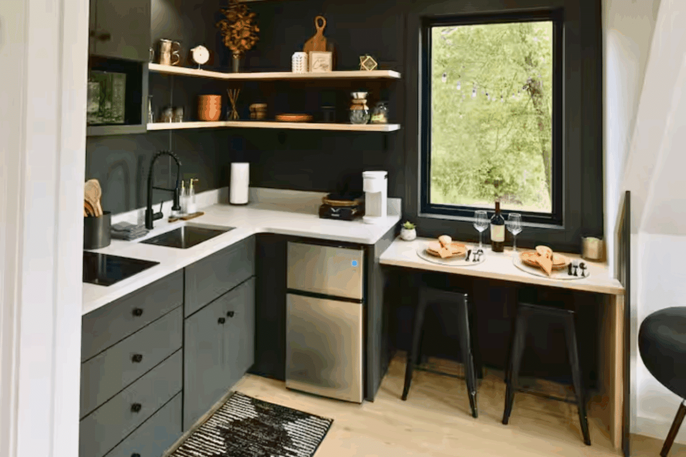 kitchen of a frame park model tiny homes in logan ohio designed and built by Psy Homes