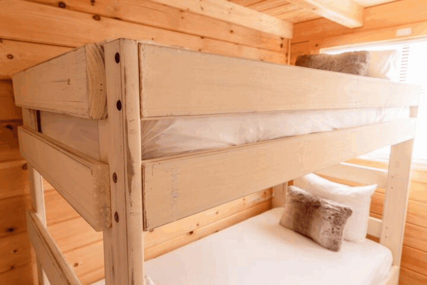 Psy Homes Pinecrest park model with bunk beds in primary bedroom in spring mills pa