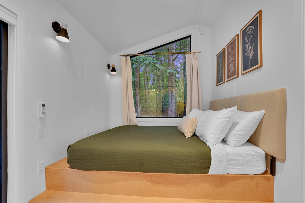 bedroom of a frame park model tiny home in huntingdon PA