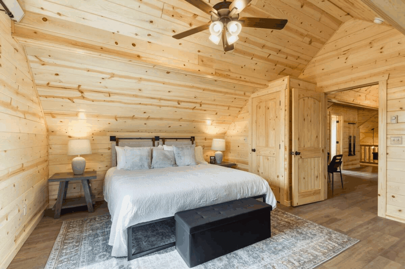 bedroom 5 with large storage closet in finished loft space of Canyon Lodge and Driggs Idaho