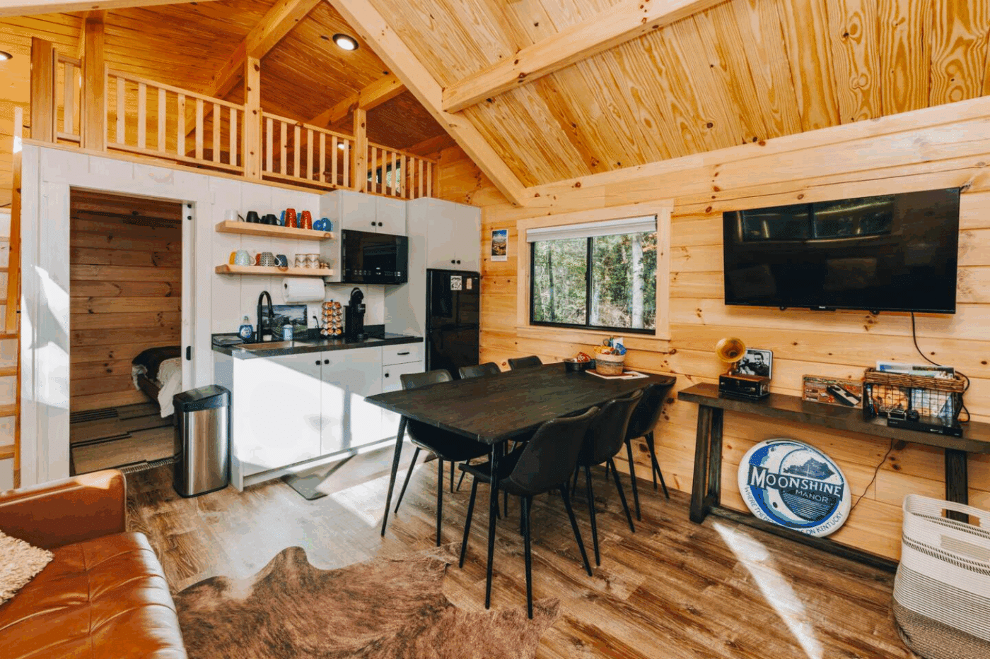 Pinecrest park model tiny home built and designed by Psy Homes kitchen and dining area