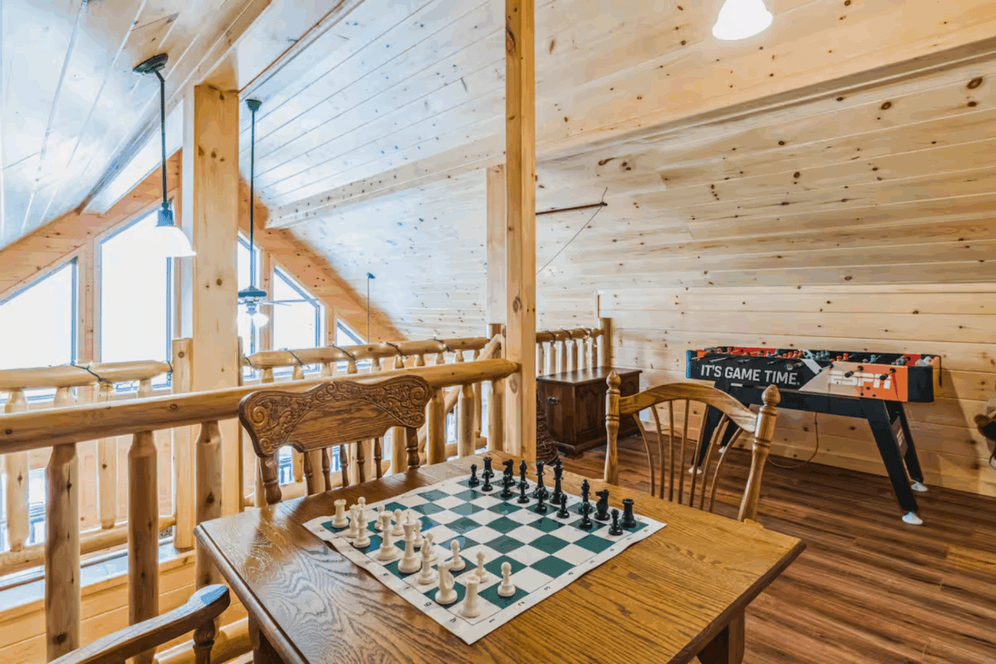 lofted area of mountaieer deluxe used as game room in Mountaineer Deluxe