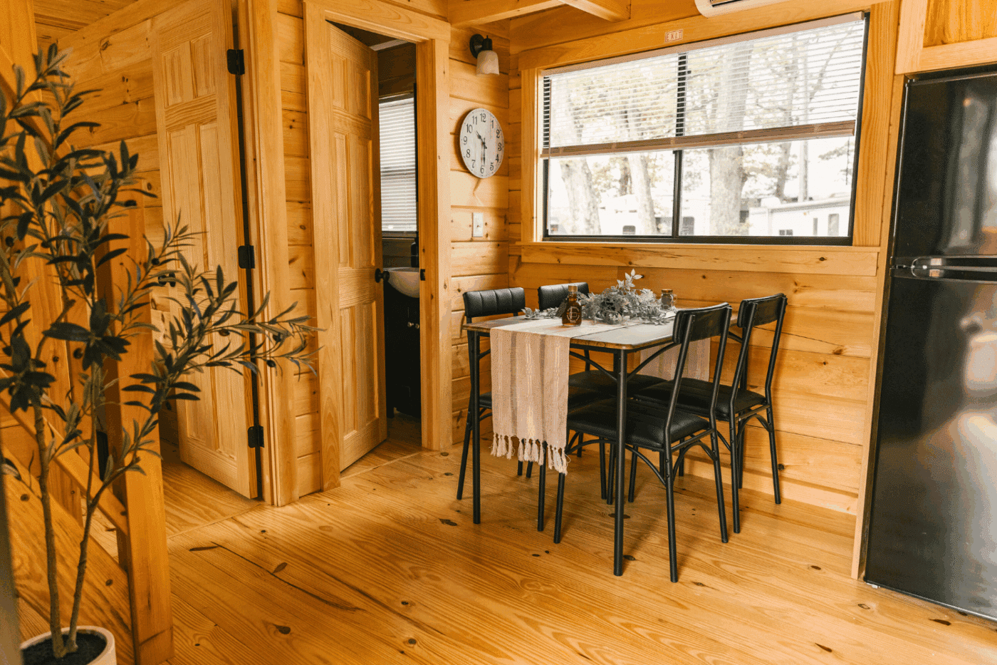 dining area of pinecrest park model tiny home in Friedens Pa built and designed by Psy Homes s