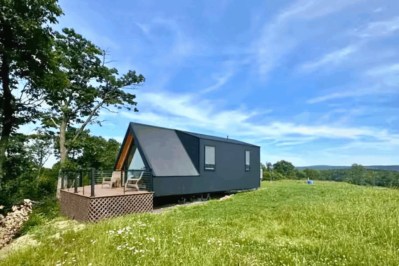 A Frame park model tiny home built by Psy Homes in Sunbury PA