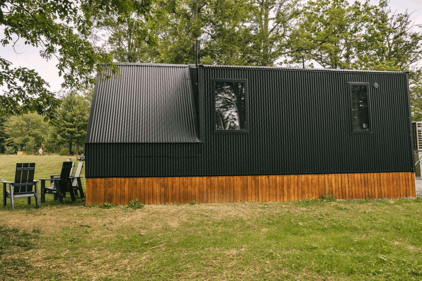 side view of A frame park model tiny home in friedens pa somerset resort site 11