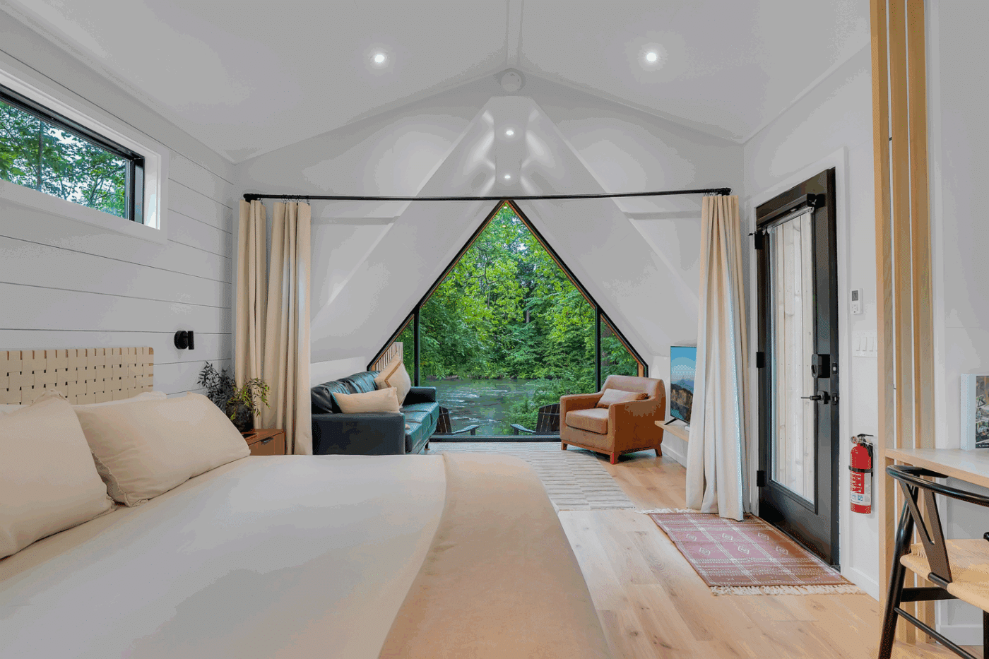 Common area of A Frame Studio Park model tiny home in Alexandria Pa site 19