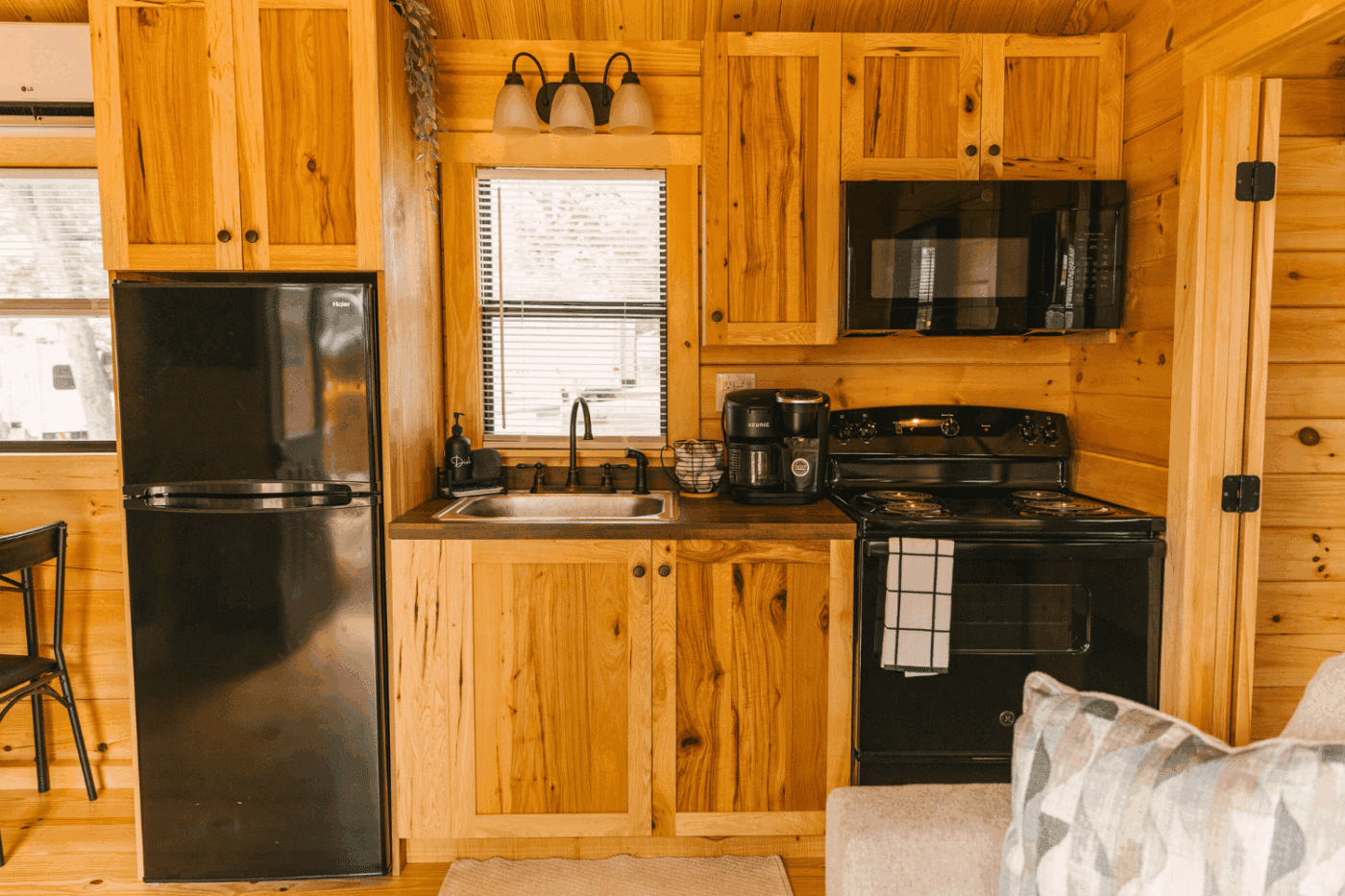 kitchen of park model tiny home pine crest in Somerset Pa