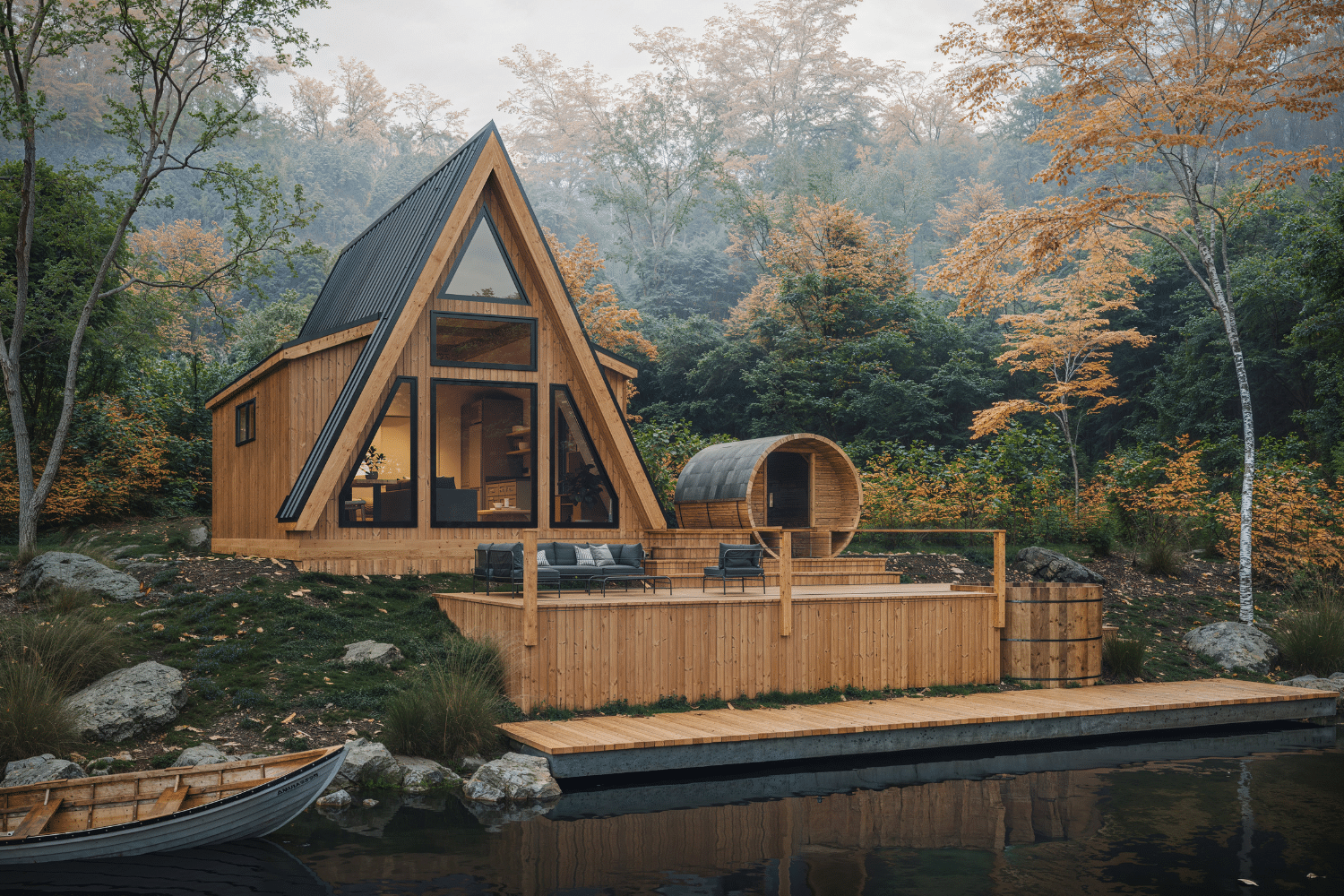 A Frame Cottage modular home built by Psy Homes