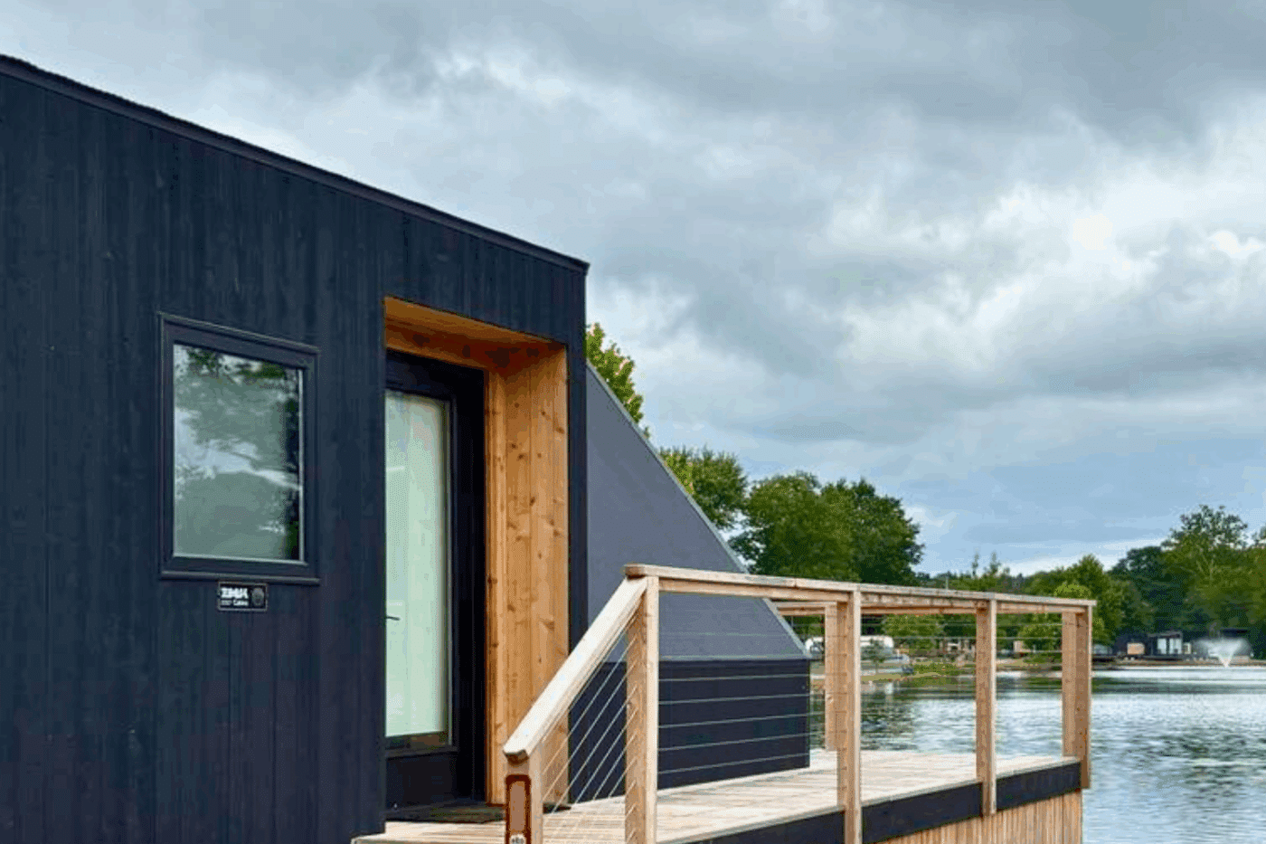 Outdoor Hospitality area of Psy Homes A frame studio park model tiny home 141 at Red Run Resort in New Holland Pa