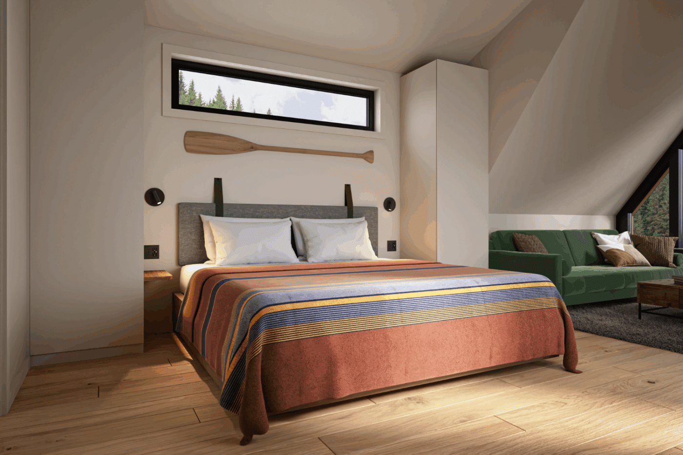 King Sized Bed Main Sleeping Area A Frame Bunk