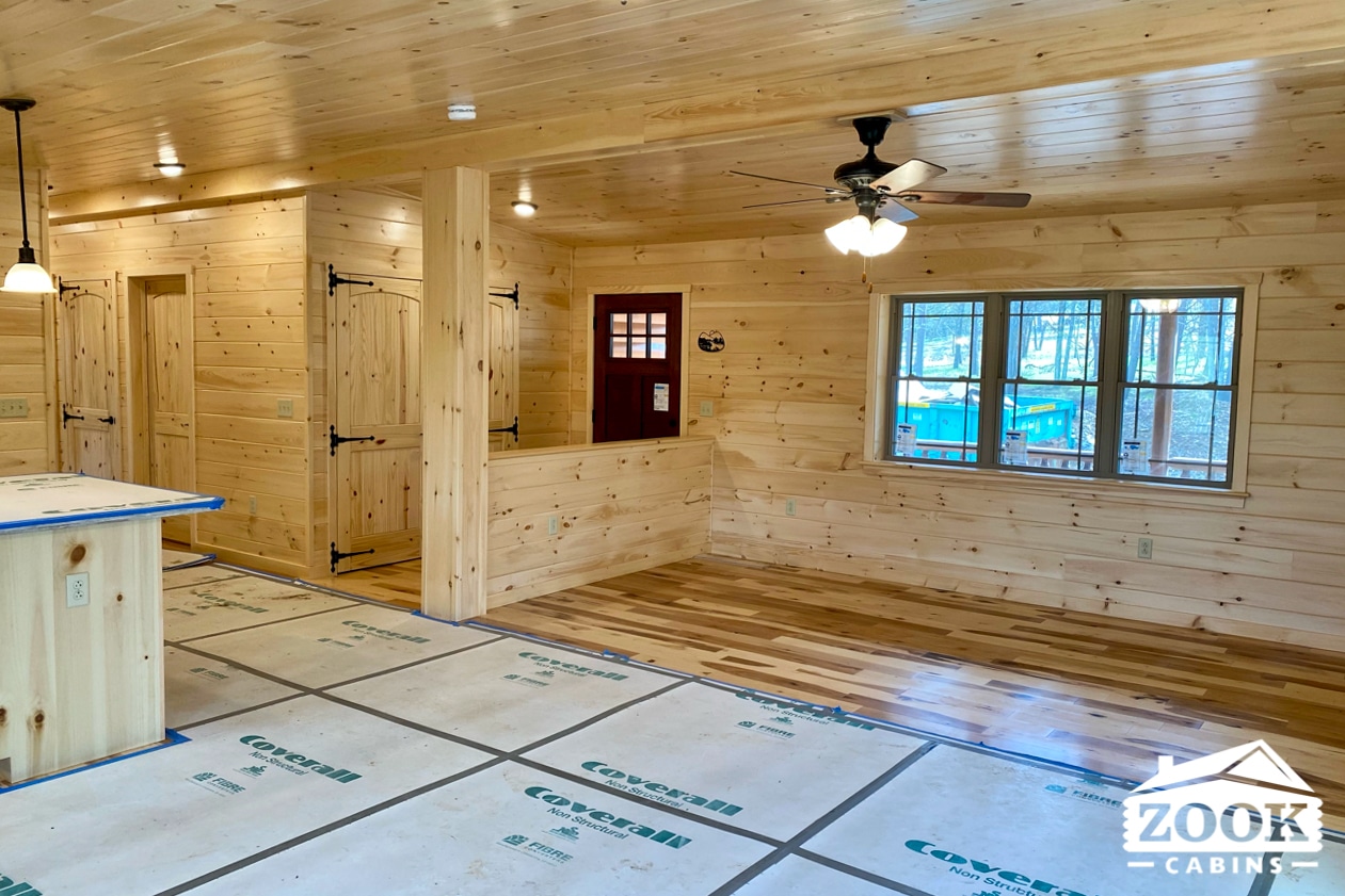 living room in Frontier log cabin in petersburg wv