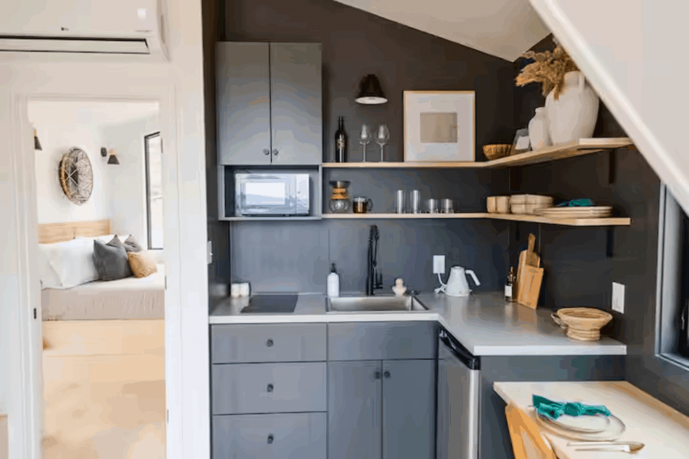 Kitchen in A Frame Park Model in Gap Pa built by Psy Homes